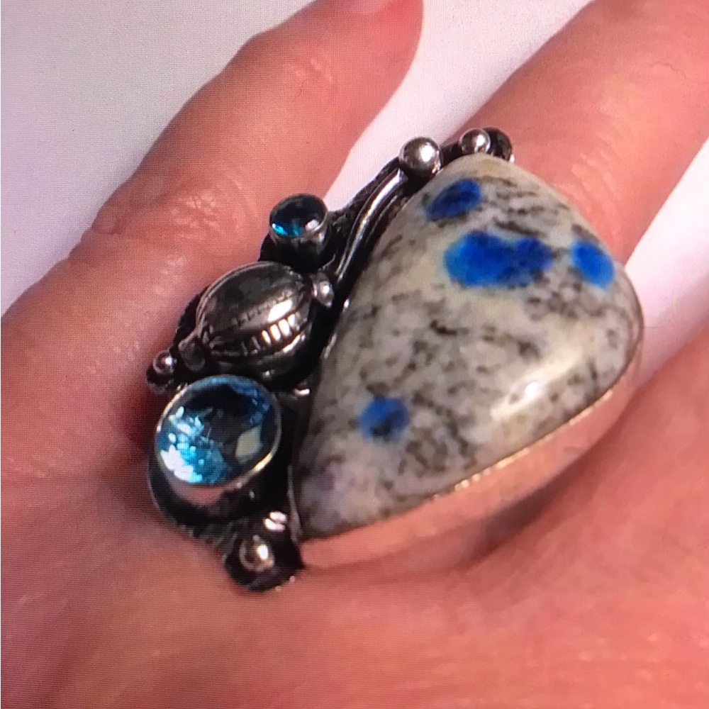 K2 Jasper Blue Topaz 925 Sterling Silver Ring